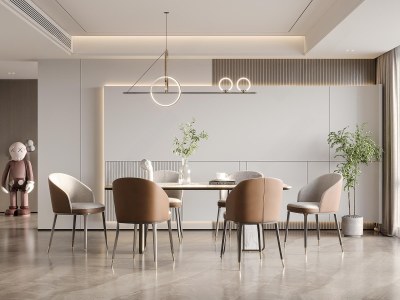 现代家居餐厅3D模型下载